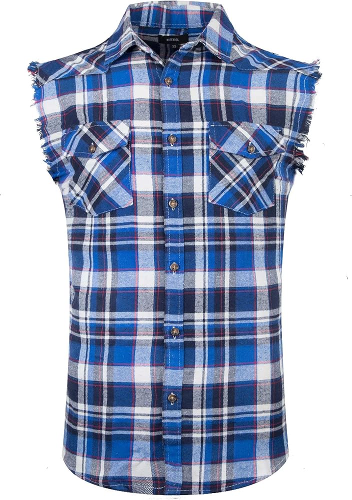 NUTEXROL Camisas de Hombre Camisa a Cuadros Camisas de Vestir Sin Manga, Casual, Cómodo y Moderno para Verano, Azul/Blanco, Pequeño: Amazon.es: Ropa y accesorios