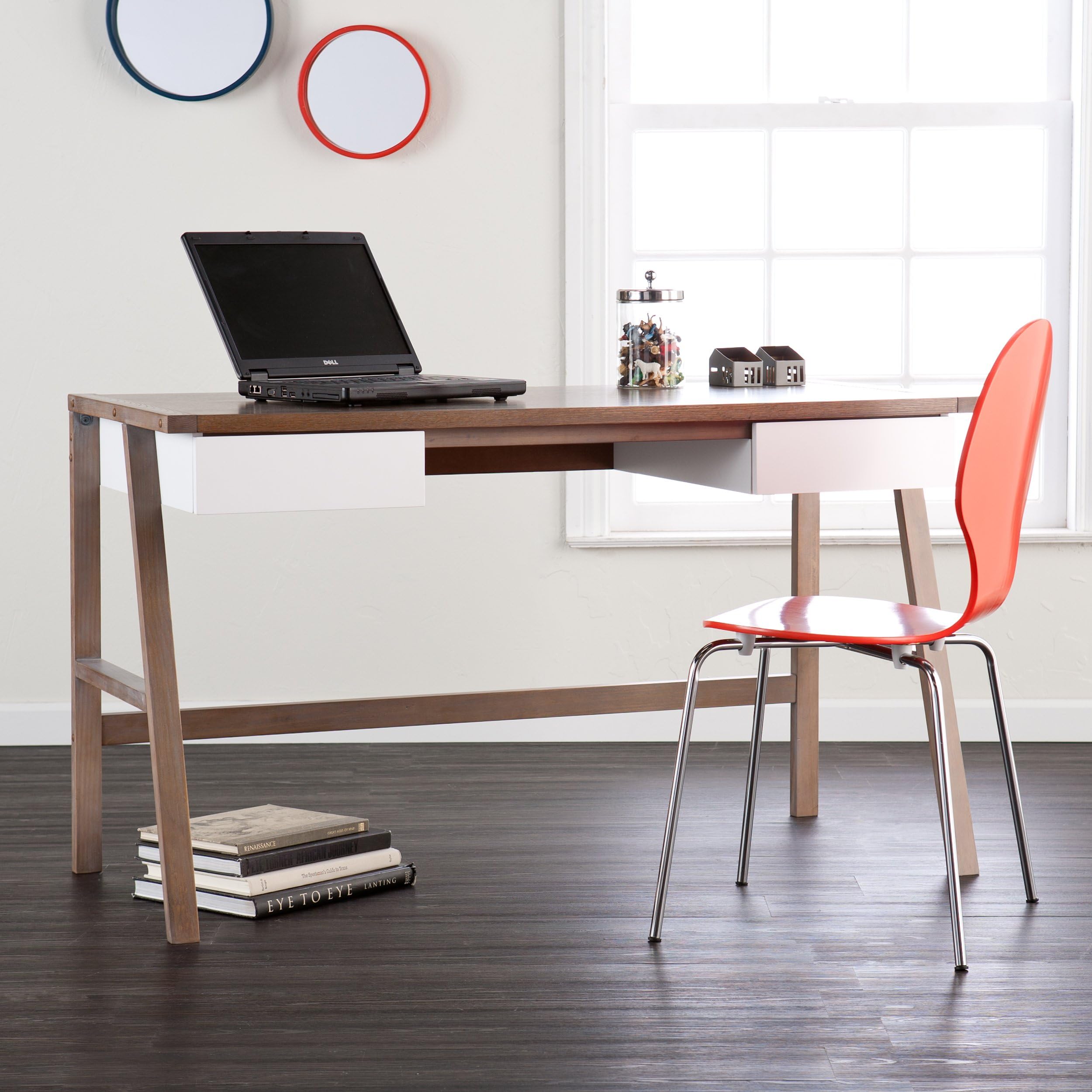 Hobbs Writing Desk 51" Wide - Burnt Oak w/ White Finish - Contemporary Chick Design
