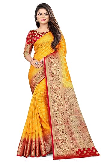 KRUPA Women's Banarasi silk saree with blouse