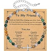 Cross Bracelet for Women, Christian Gifts for Women, Faith Friendship Bracelet with Natural Stones, Best Friend Birthday Gifts, Baptism Confirmation Easter Gifts for Her, Unique Cross Bracelet Gift for Chrismas