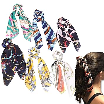 Amazon Com Hair Scarf Silk Scrunchies Ponytail Unique Hair