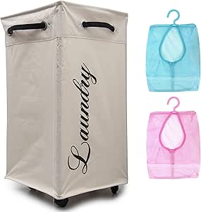 Cesto de lavandería con ruedas, cesta enrollable, cesta de lavandería