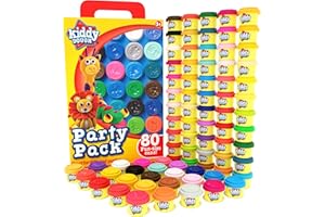 Kiddy Dough Party Pack - 80 Colorful Containers of Soft, Non-Toxic Mini PlayDough for Creative Fun - Safe & Educational Halloween Party Favors for Kids