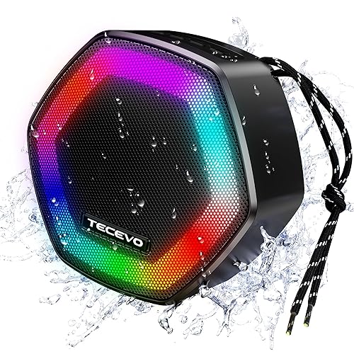 TECEVO HEX Bluetooth Wireless Speaker With LED Light, With Enhanced Bass, Portable & Rechargeable, TWS, 6 Hours Playing Time, USB-C Charging Cable