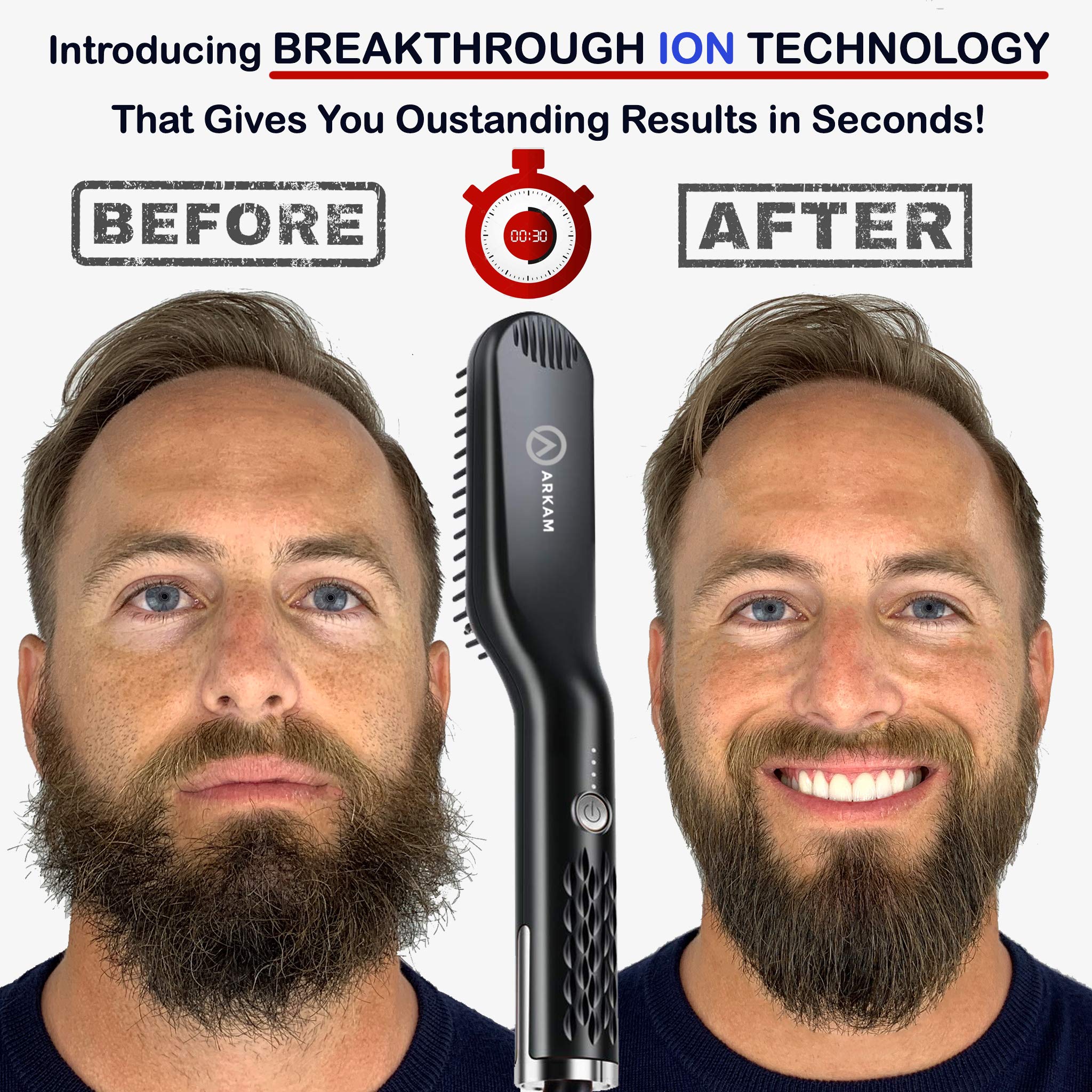 Arkam Premium Beard Straightener For Men Cutting Edge Ionic