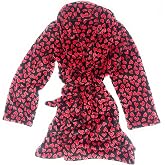 Victoria's Secret Short Plush Cozy Robe (US, Alpha, Medium, Large, Regular, Regular, Black/Red Hearts)