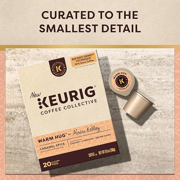 KEURIG COFFEE COLLECTIVE, WARM HUG BY MOIRA KELLEY, CARAMEL SPICE FLAVORED COFFEE, SINGLE SERVE KEURIG K-CUP PODS, 20 COUNT