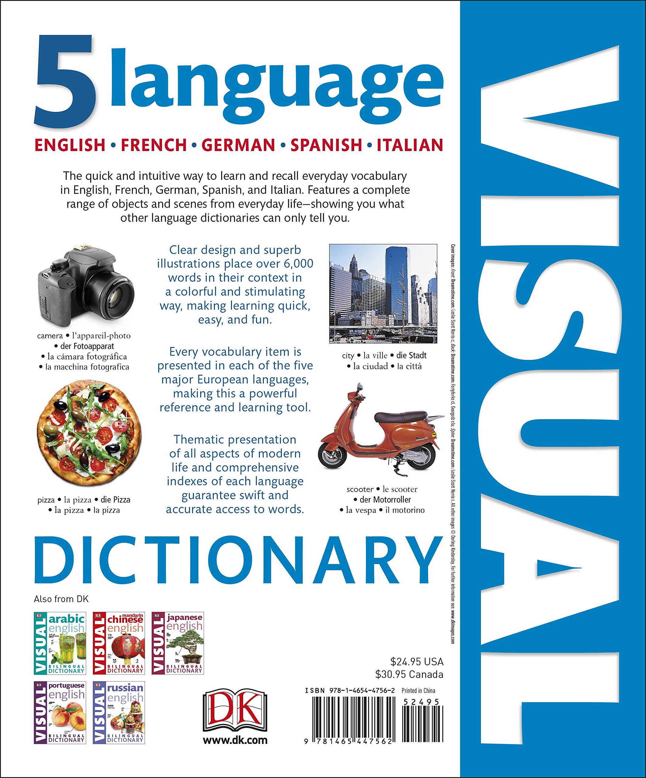 5 Language Visual Dictionary English, French, German, Spanish, Italian