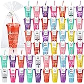 Tioncy 50 Set Employee Appreciation Gifts Bulk Team Thank You Cups with Lids and Straws Plastic Tumblers 24 oz for Coworker Social Worker Office Staff Nurse Doctor Teacher(Thank You,Multicolor)