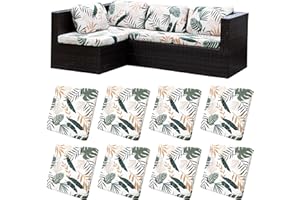 BIETYONE 8Pcs Stretch Patio Cushion Covers,Outdoor Couch Covers Replacement,Outdoor Couch & Sofa Slipcovers,for Patio Furniture Cushion Covers,Washable Reusable Furniture Protector(coconut trees,Cover Only)
