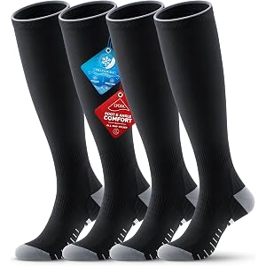 Benirap Compression Socks for Women Men, Breathable for Flying, Running, Nurses, Pregnant, 2 Pairs