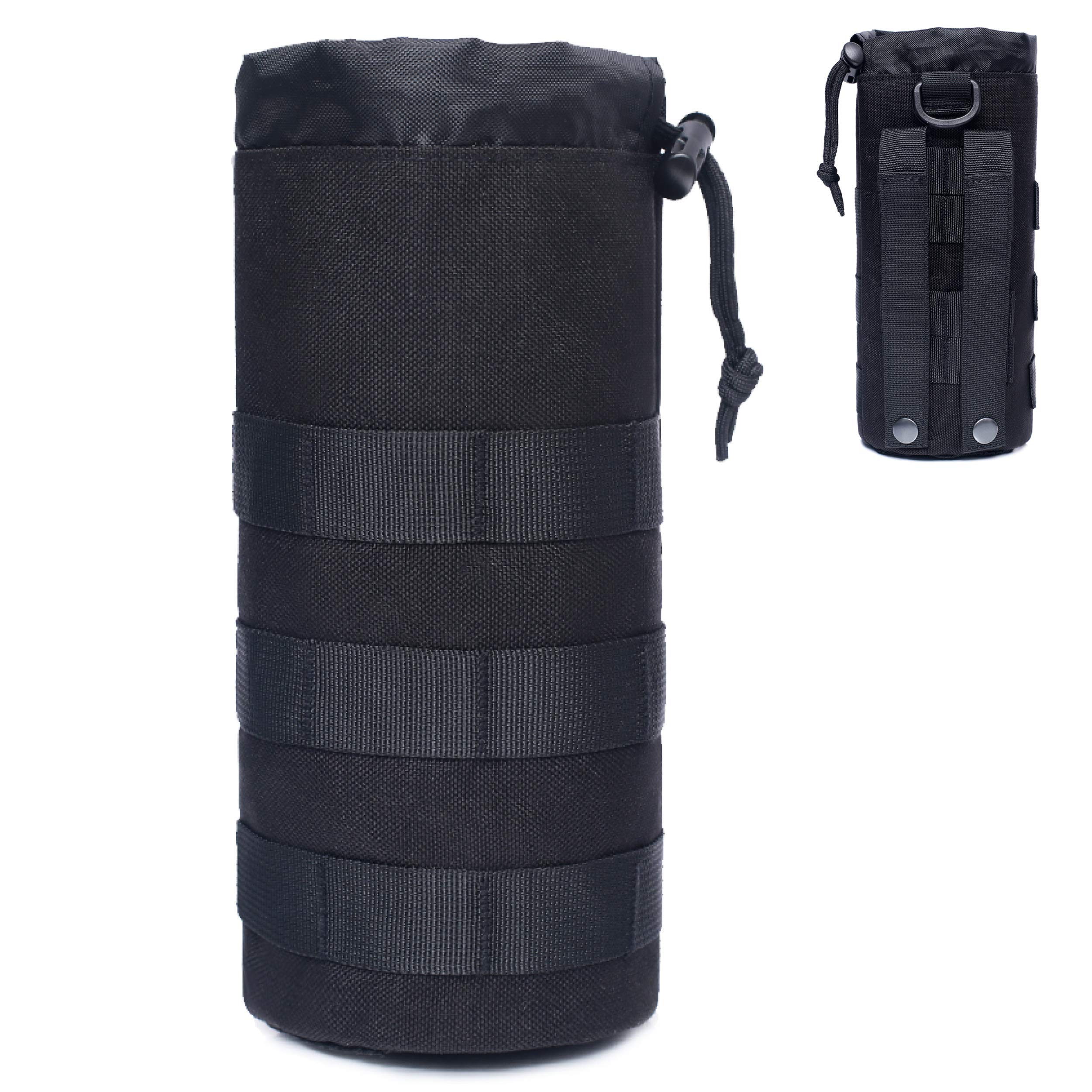 Azarxis Tactical Water Bottle Pouch, Molle Bottle Holder Holster Hydration Carrier Bag with Adjustable Drawstring Open Top for Military Vest Backpack Outdoor Cycling Hiking Camping Running (Black) โ image 1