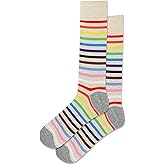 Hot Sox Men's Inclusive Stripe Crew Socks 1 Pair, Natural heather, Men's 10-13 Shoe