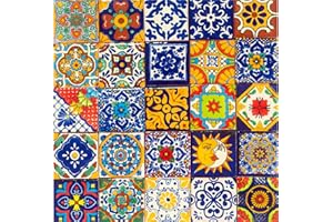 FIESTA BRANDS Mexican Talavera Tile Spanish Mediterranean Art Colorful 2"x2" Ceramic Hand Painted Mosaic for Bathroom, Wall, Mirror, Kitchen Rustic Decor Pottery (25)
