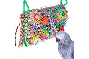 COKLIOMC Bird toys, parrot toys, seaweed woven overhanging cushions, natural bird foraging chew toys, suitable for African grey parrots, Amazon parrots, lovebirds and other small and medium-sized birds