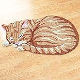 EZ.enjoy Shaped Sleeping Cat Hand-Hooked Accent Rug Area Rug 35 X 17 Inches for Home décor