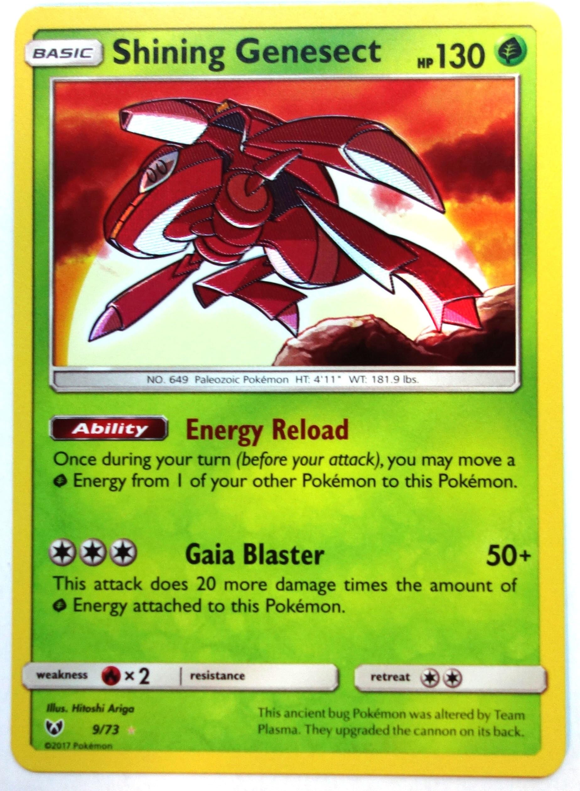 Shining Genesect - 9/73 - Holo Rare - Sun & Moon: Shining Legends, New