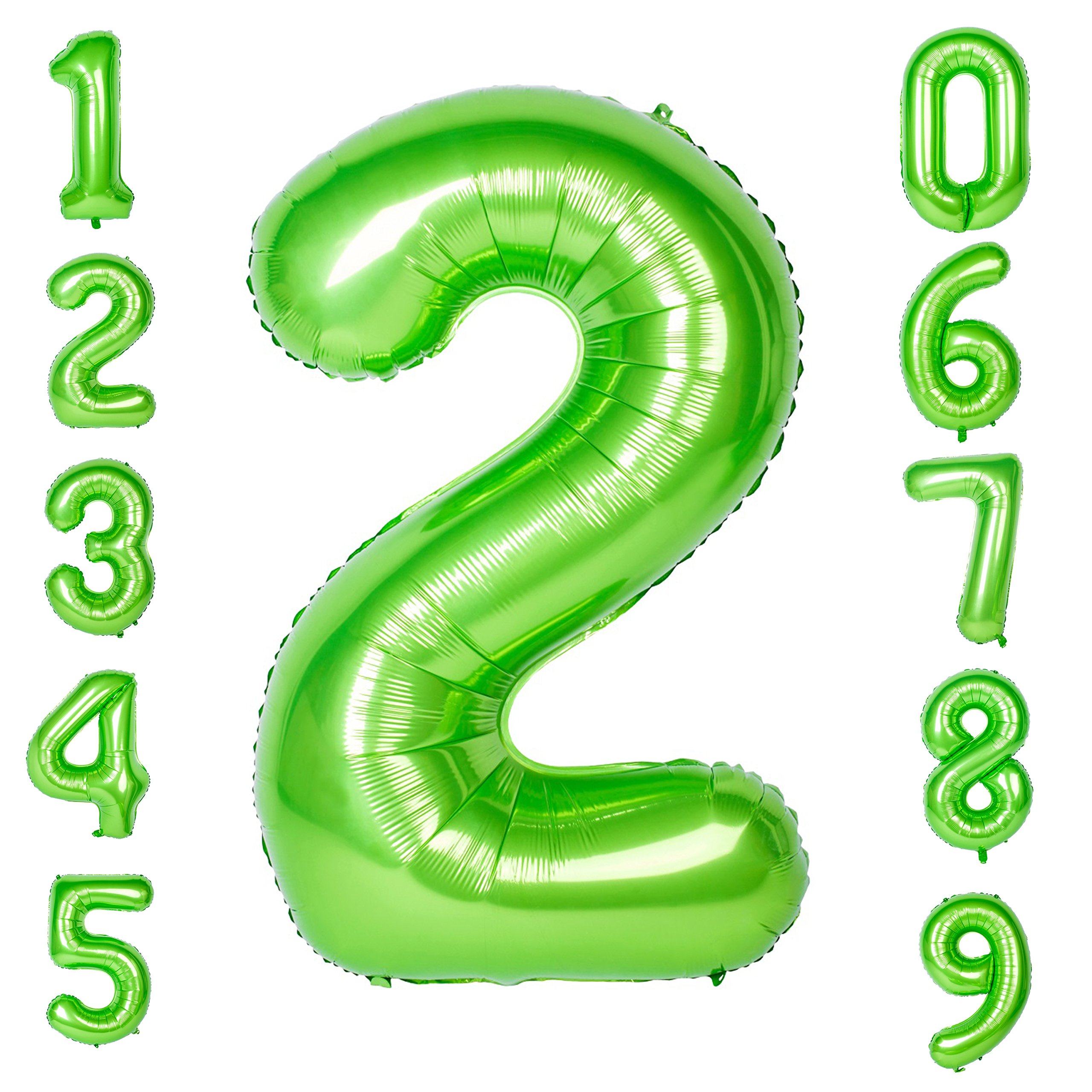 Green 2 Balloons 40 Inch Green Large Numbers 0 to 9 Birthday Wedding Anniversary Party Festival Decorations Giant Helium Foil Mylar Big Number Balloons Digital (Number Balloon 2)