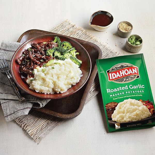 IDAHOAN MASHED POTATOES, ROASTED GARLIC, 4 OZ