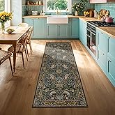Floral Kitchen Runners - 2x6 Runner Rug for Hallway Bathroom Laundry Room Bedroom Beside Bed Entryway, Boho Birds Leaves Patterned Non Slip Low Pile Washable Rugs