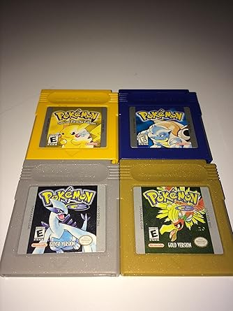 Amazon Com Game Boy Pokemon Version Game Set 6 Yellow Red Blue Crystal Silver And Gold New Batteries Professionally Installed Video Games