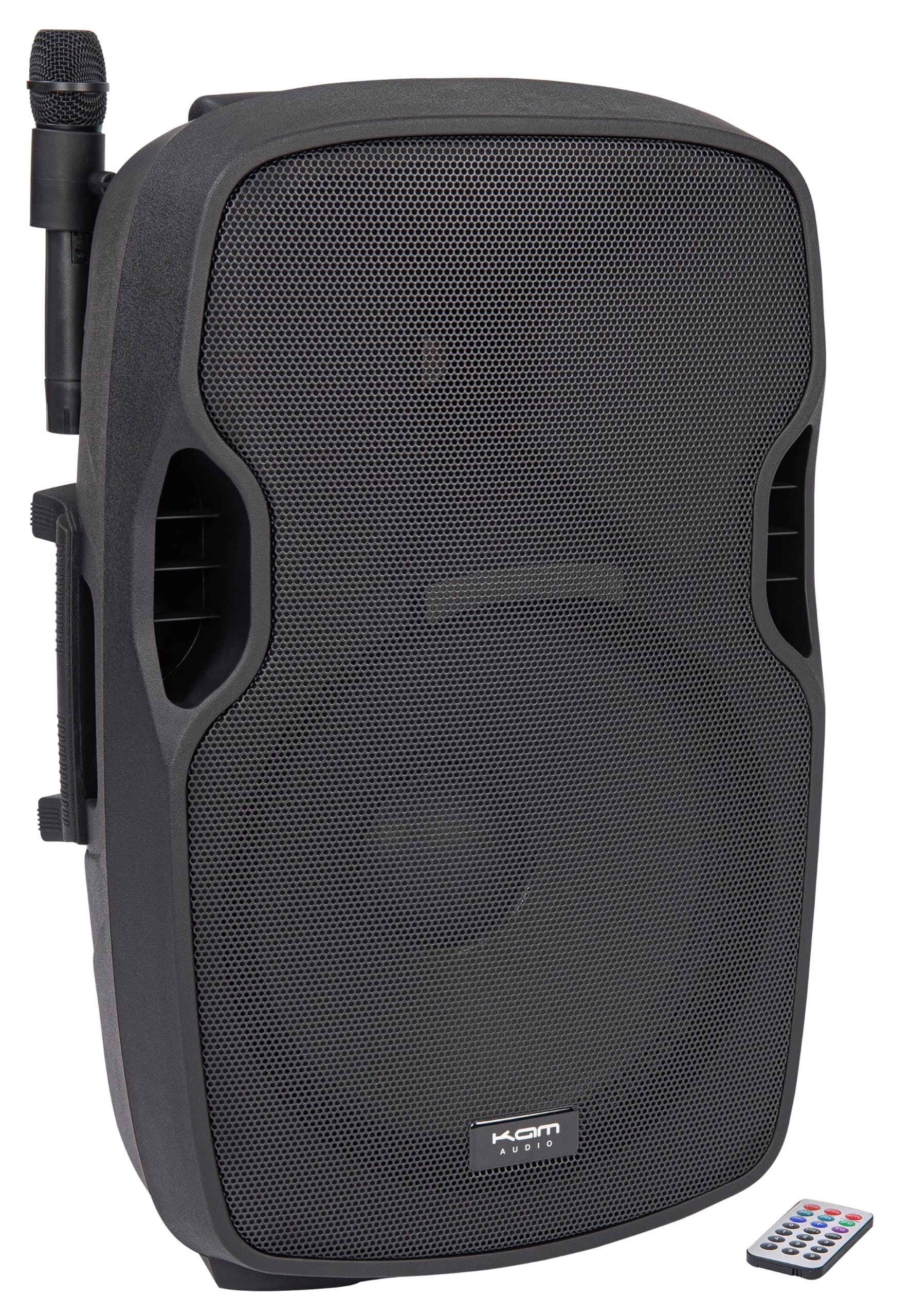 KAM RZ15A 15" Portable Active Speaker with Bluetooth® ~ 1200W, USB/SD Inputs, and Wireless Mic System