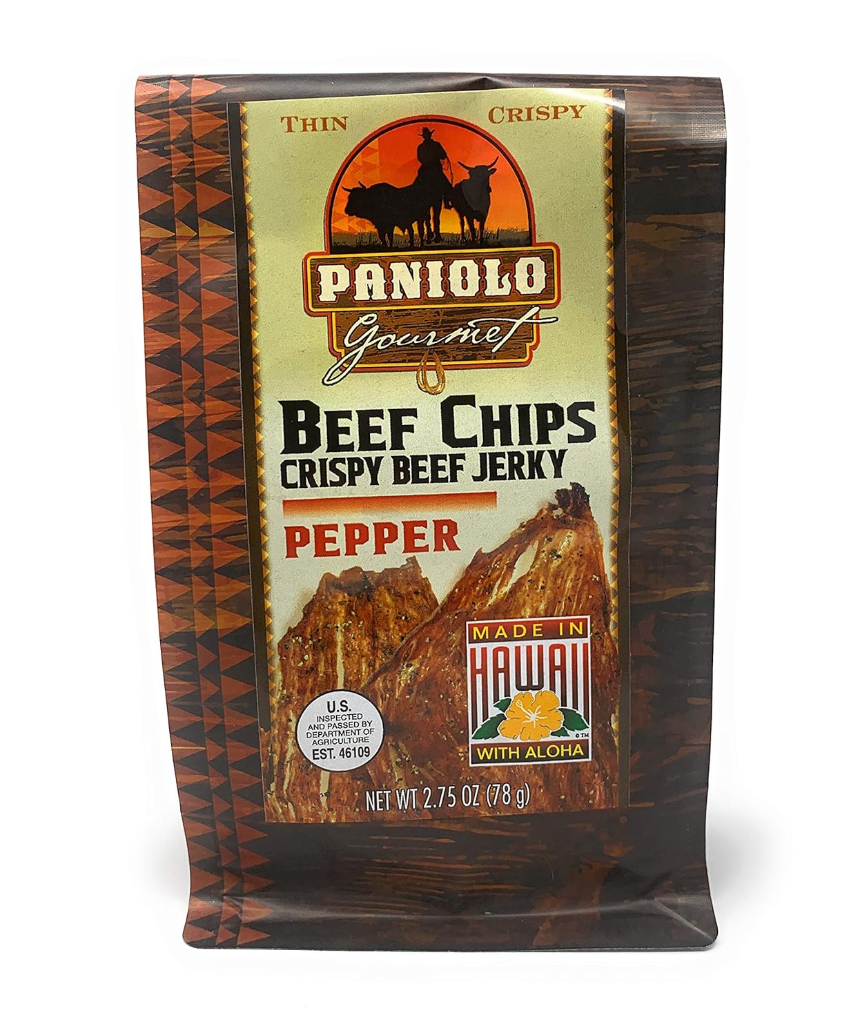 Paniolo Gourmet Beef Chips Crispy Beef Jerky Pepper Flavor