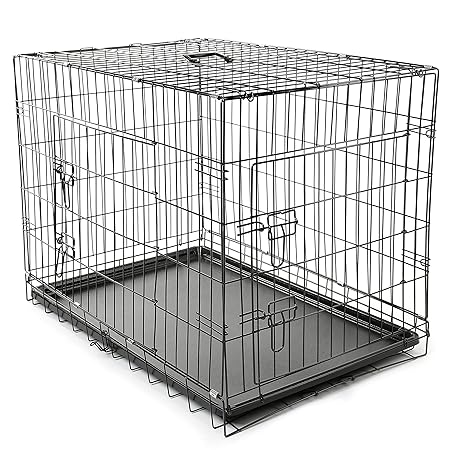 TRESKO® Transportkäfig Hundebox für Hunde, Katzen, Welpen und Haustiere in verschiedenen Größen, Drahtkäfig, Hundekäfig, Auto