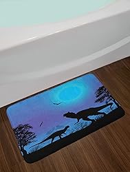 Lunarable Dinosaur Bath Mat, Roaming Dinosaurs at
