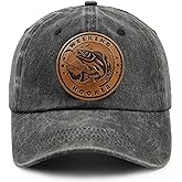 Weekend Hooker Hat for Men Women, Vintage Cotton Fish Decor Leather Patch Baseball Cap for Fishing Lovers Dad Mom
