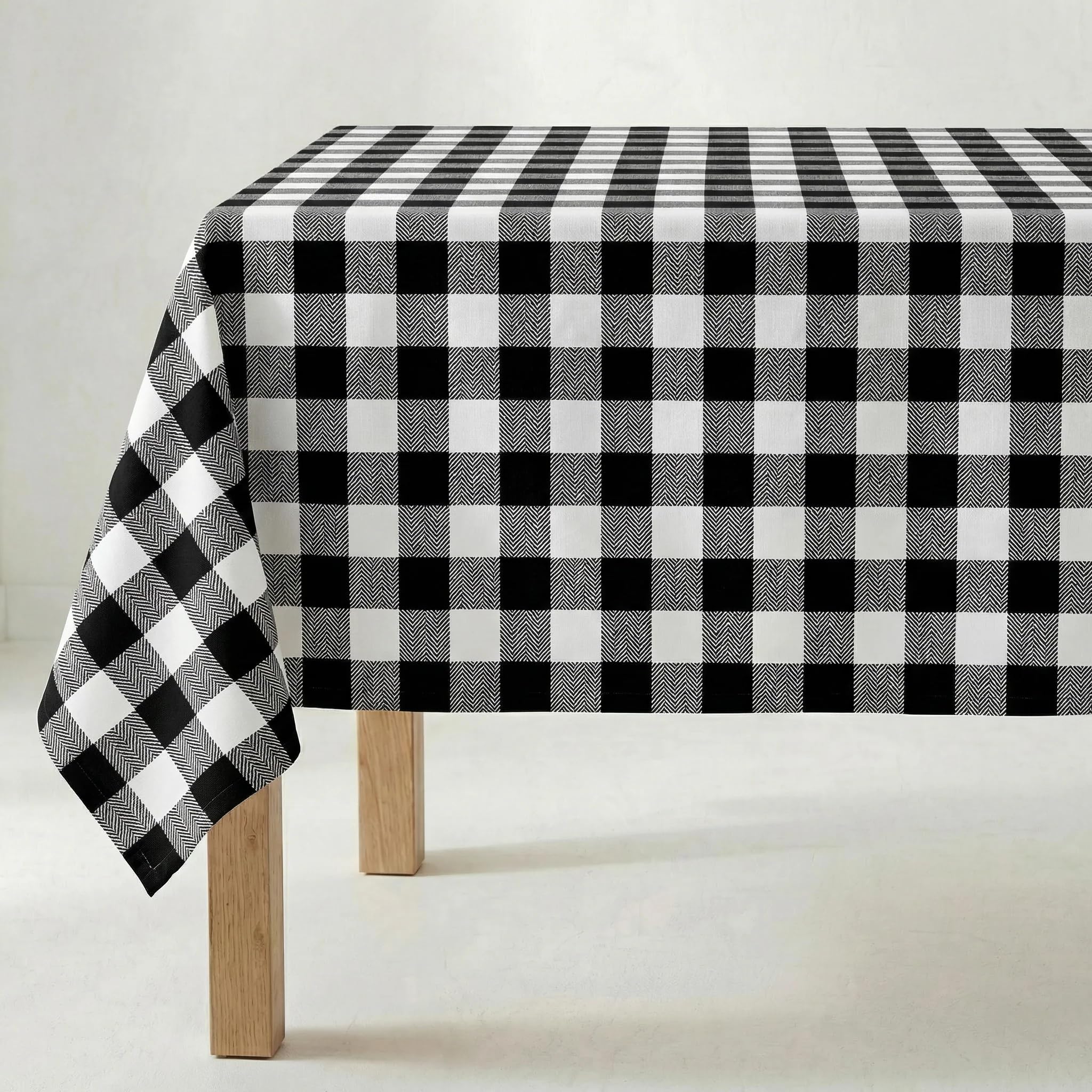 BELUM | Resinated Tablecloth Stain Resistant Paintings 0120-101, Tablecloth Plaid Vichy size; 200x140 cm, Tablecloth Anti Stain NO Rubber, Tablecloth Vichy Black, Tablecloth Fabric 100% organic cotton