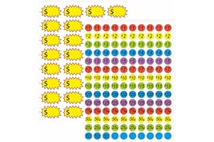 MOIKKA-GC 1560 Pcs Removable Garage Sale Price Stickers, 1400pcs Yard Sale Price Stickers & 160pcs Blank Princing Labels, Price Tag for Flea Markets, County Fairs & Retail Use
