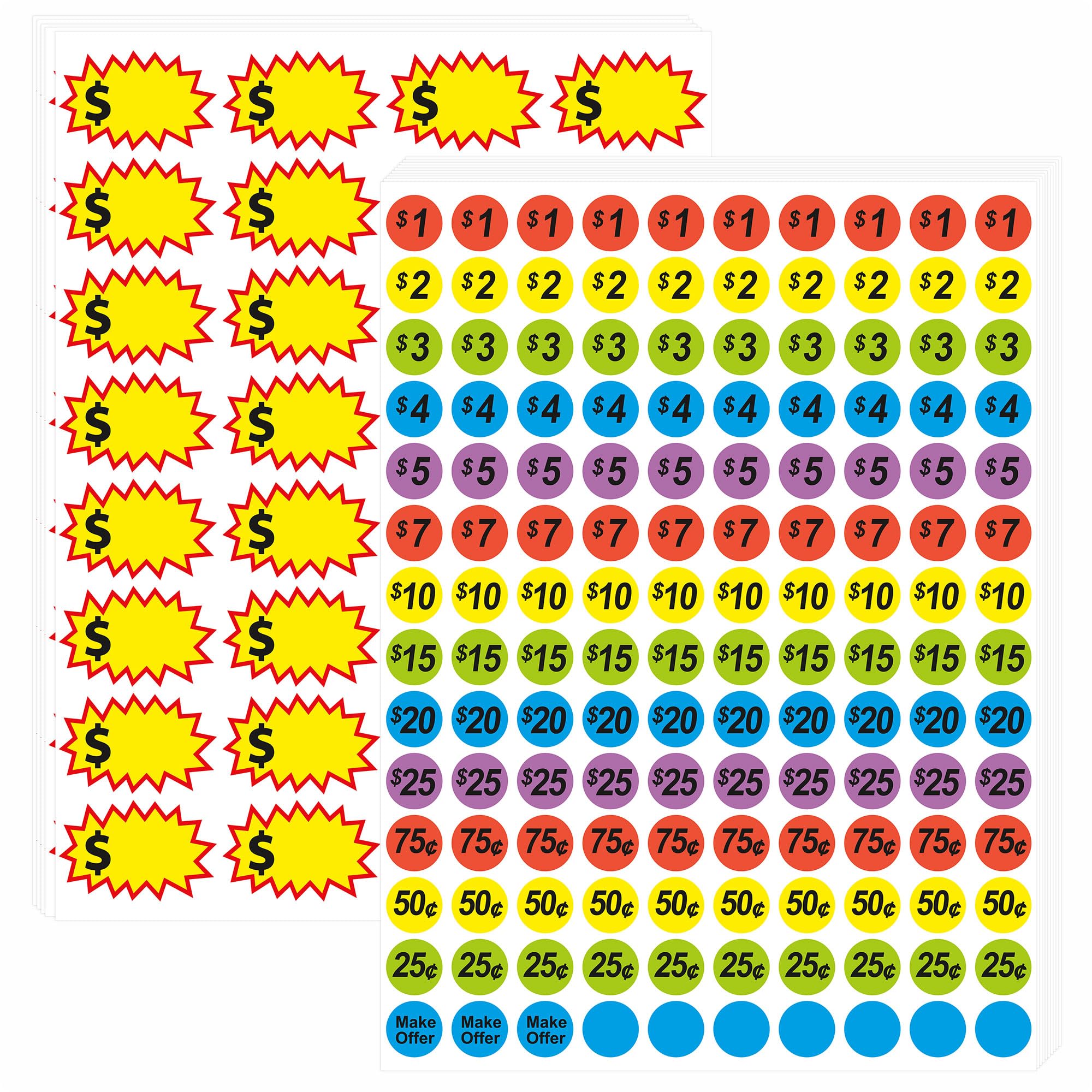 Photo 1 of 1560 Pcs Removable Garage Sale Price Stickers, 1400pcs Yard Sale Price Stickers & 160pcs Blank Princing Labels, Price Tag for Flea Markets, County Fairs & Retail Use