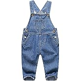 KIDSCOOL SPACE Baby Boy Girl Jean Overalls,Toddler Ripped Denim Cute Workwear