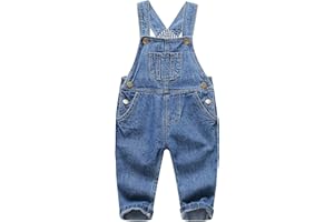 KIDSCOOL SPACE Baby Boy Girl Jean Overalls,Toddler Ripped Denim Cute Workwear