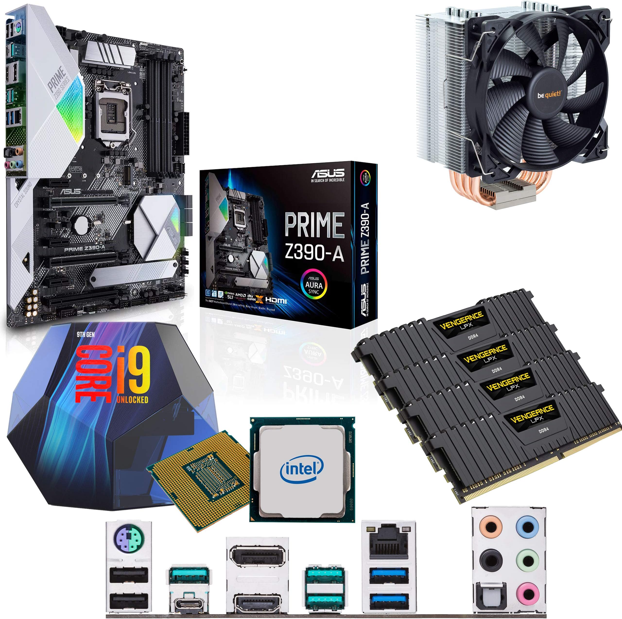 Components4All Intel Coffee Lake Core i9 9900K 3.6GHz (5.0GHz Turbo) CPU, Asus PRIME Z390-A Motherboard, 16GB 3200MHz Corsair DDR4 RAM & BeQuiet Pure Rock 120mm CPU Cooler Pre-Built Bundle