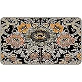 MIXDING Psychedelic Sunflower Evil Eyes Entrance Door Mat 17x30 Inch Doormats Decor, Trippy Floral Gothic Hippy Snake Art Home Front Door Porch Outdoor Indoor Decorations