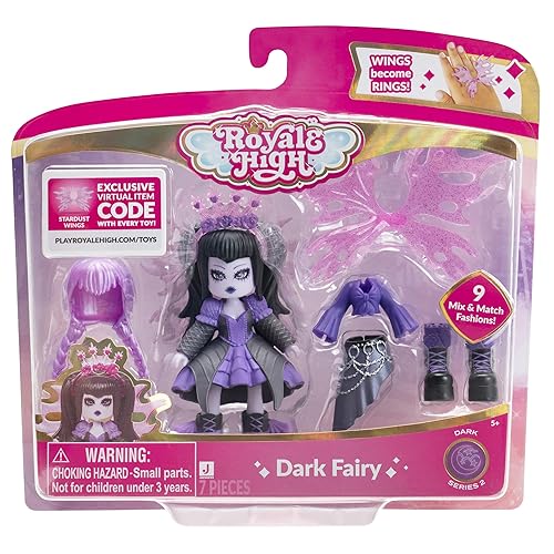 Royale High 3” Dark Fairy Fashion Doll - 1 Figure with 9 Fashion Accessories - Virtual Item Code Included - Series 2 - Ages 5+