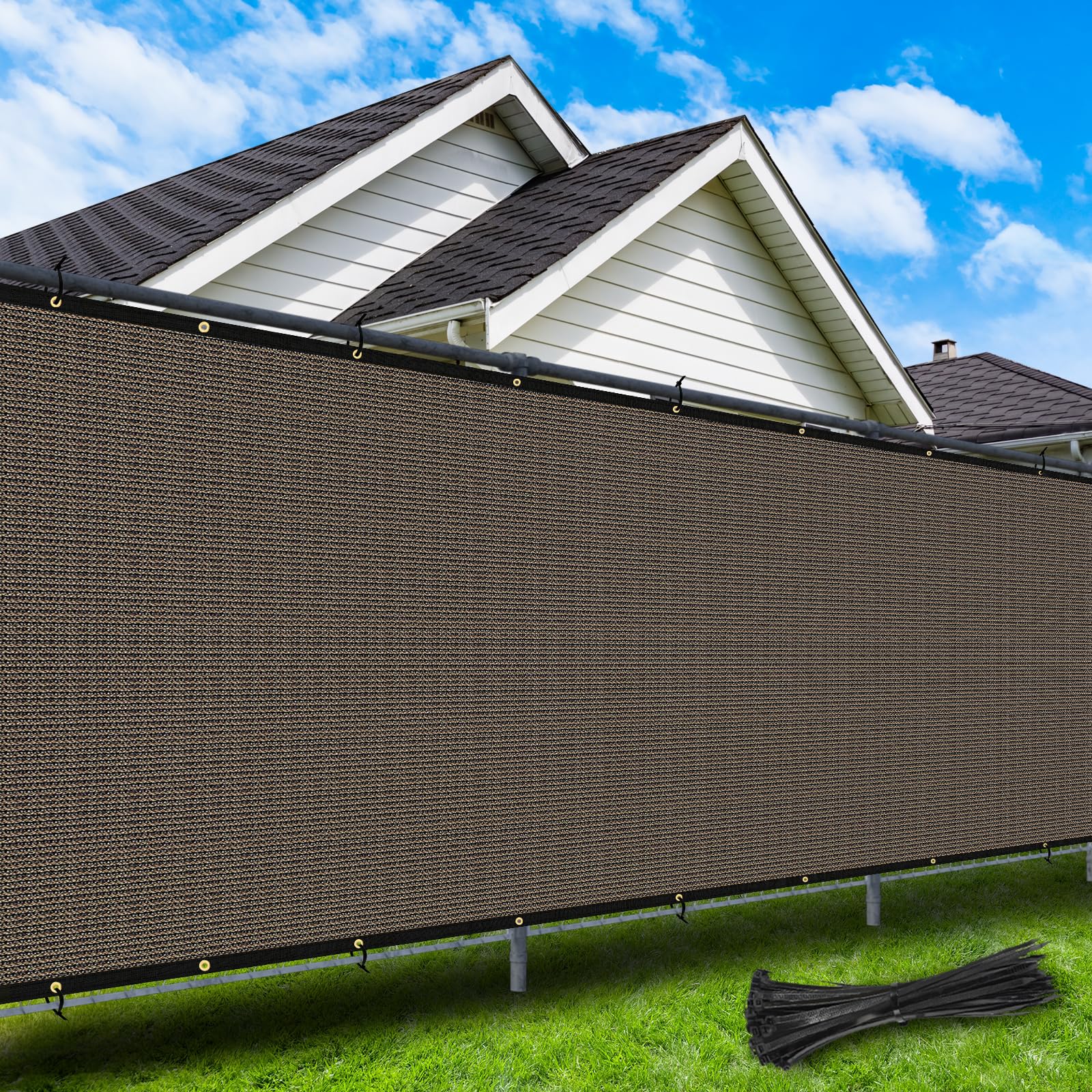 Photo 1 of Cisvio 4'X50' Privacy Screen Fence Heavy Duty 220 GSM Windscreen & Dustproof Fence 98% Visibility Blocking Ideal for Fencing Patios, Pool, and Creating Intimate Outdoor Spaces?Mocha