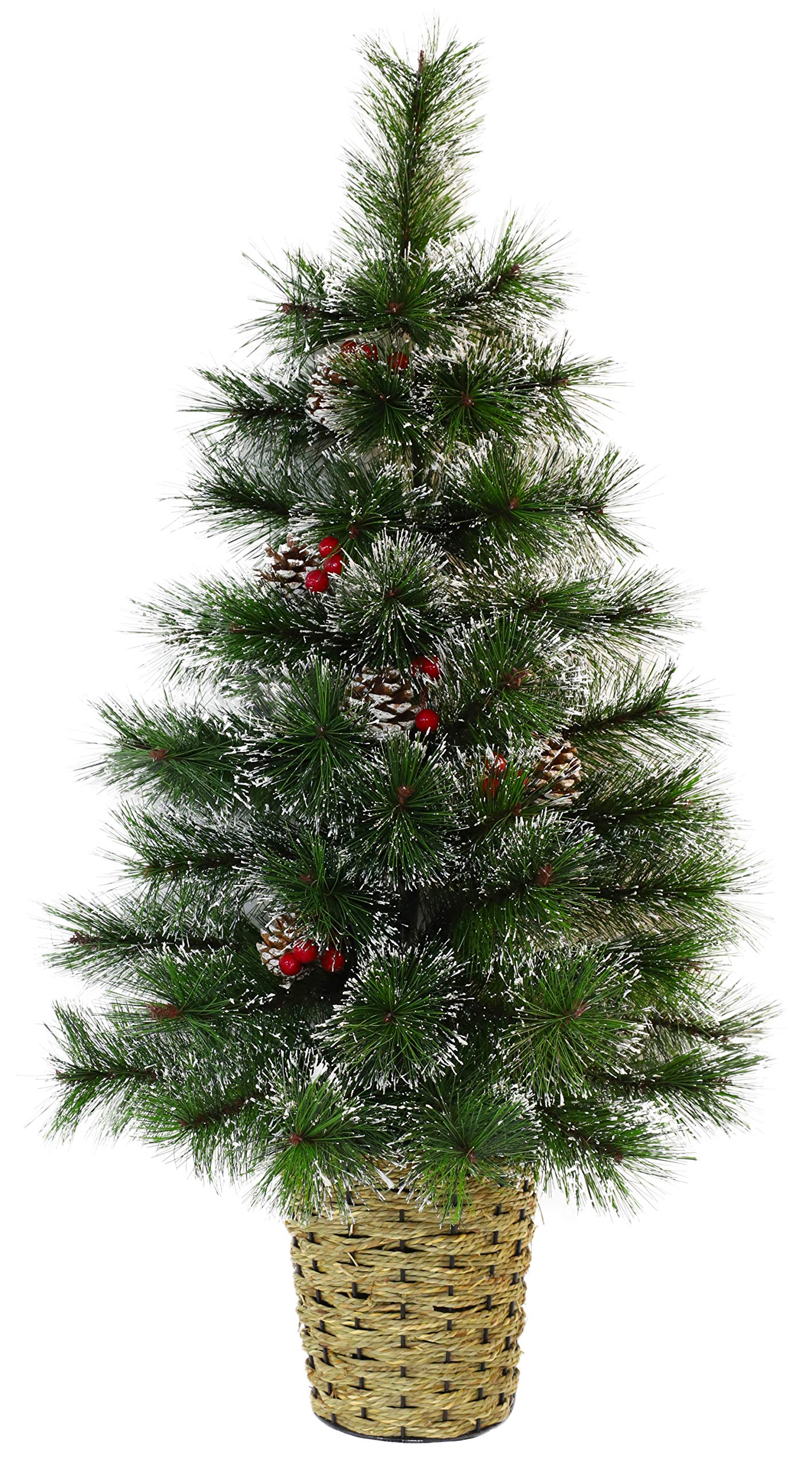 Christmas Concepts® 90cm (36") Decorated Frosted Wall Tree With Natural Cones & Berries - Wall Christmas Tree