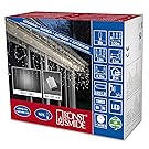 Konstsmide 3739-102 LED Eisregen Lichtervorhang/für Außen (IP44)/Batteriebetrieben: 2 x D 1.5V (exkl.)/mit Lichtsensor und 6h und 9h Timer/80 warm weiße Dioden/weißes Kabel