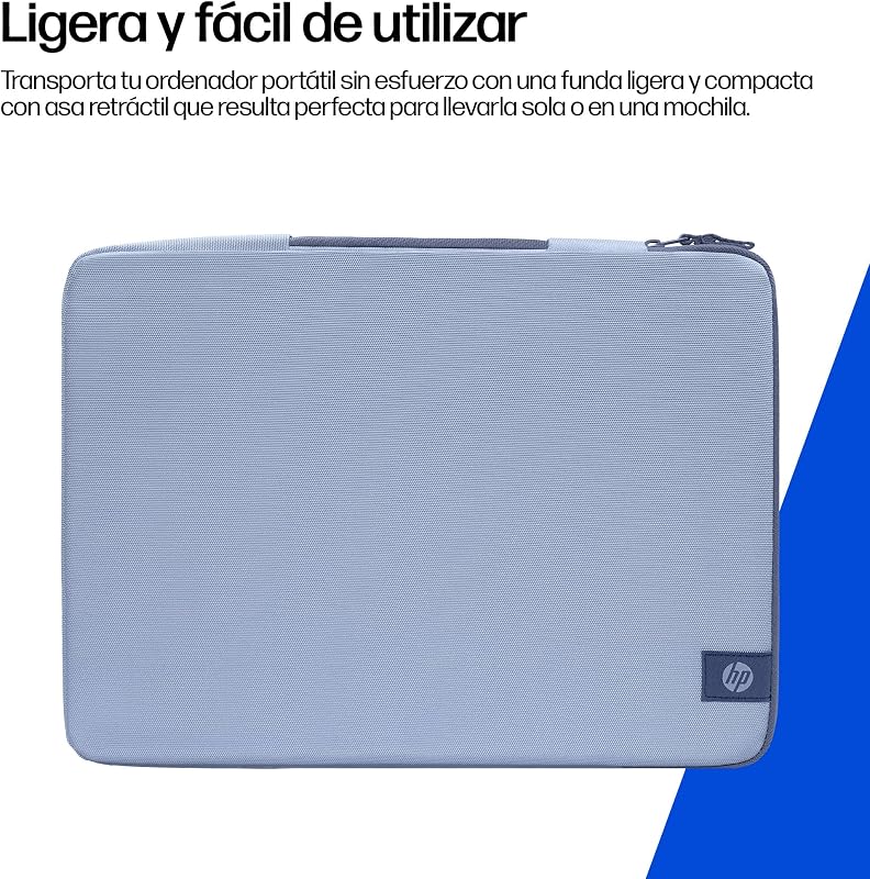 Capa protetora para portátil de 15-16 polegadas, almofadada à prova de choques, 600D resistente à água, com pega retrátil e bolso para acessórios, compatível com portátil até 16", cor azul claro