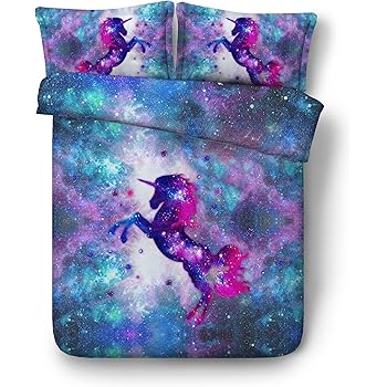 Amazon.com: HyUkoa 3D Unicorn Galaxy Bedding Elegant