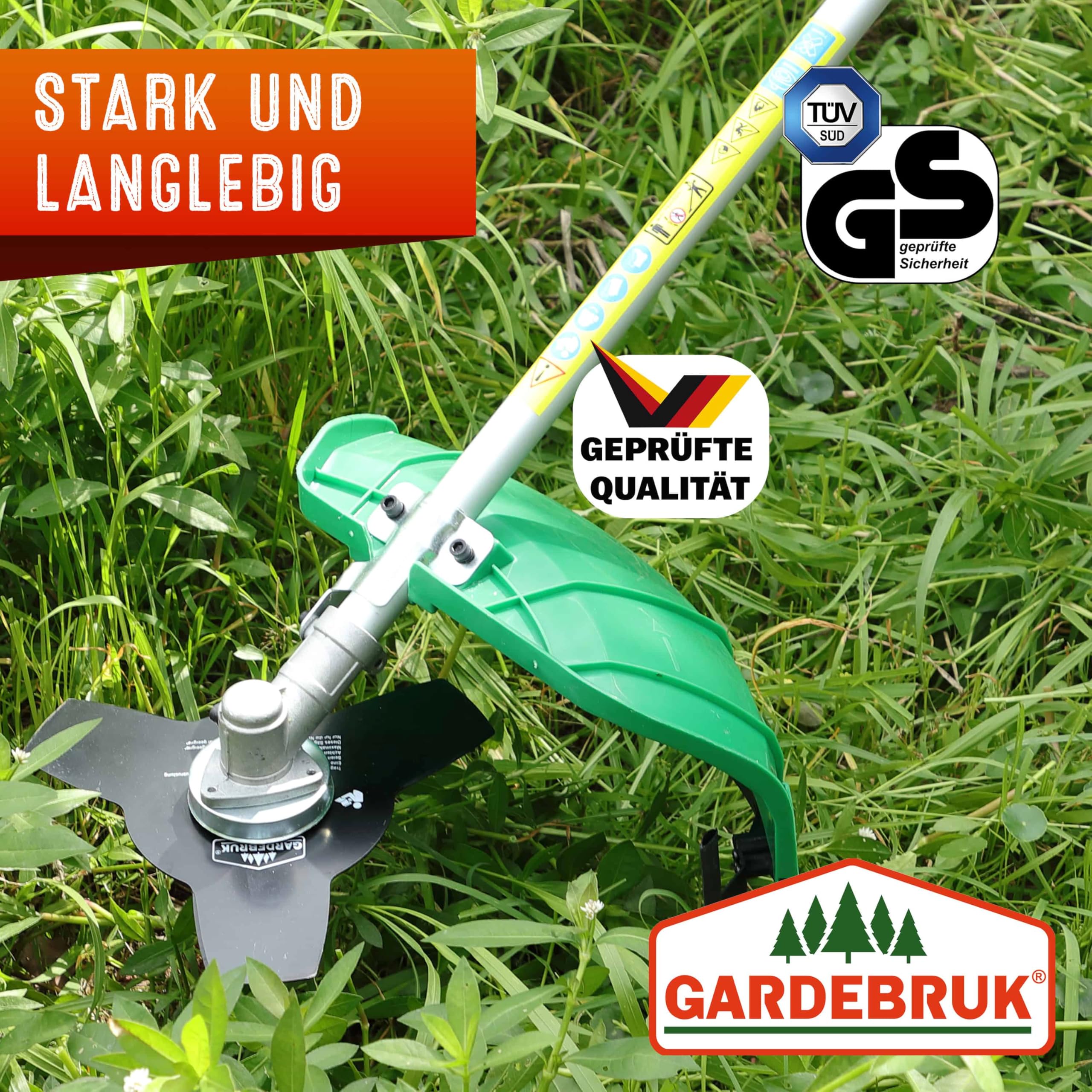 GARDEBRUK® Benzin Motorsense Freischneider 5 in 1 Heckenschere Rasentrimmer Hochentaster 2 PS Tragegurt verstellbar 1m Verlängerung 9