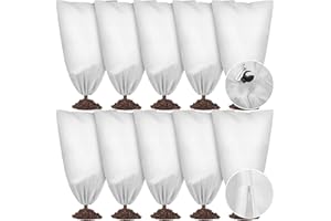 Hahood 10 Pieces Plant Covers Freeze Protection Winter Plant Frost Cover with Drawstring and Zipper Large Plant Protector Bag for Frost Blankets Jacket for Outdoor Plant, White, 31.5 x 47.2 Inch