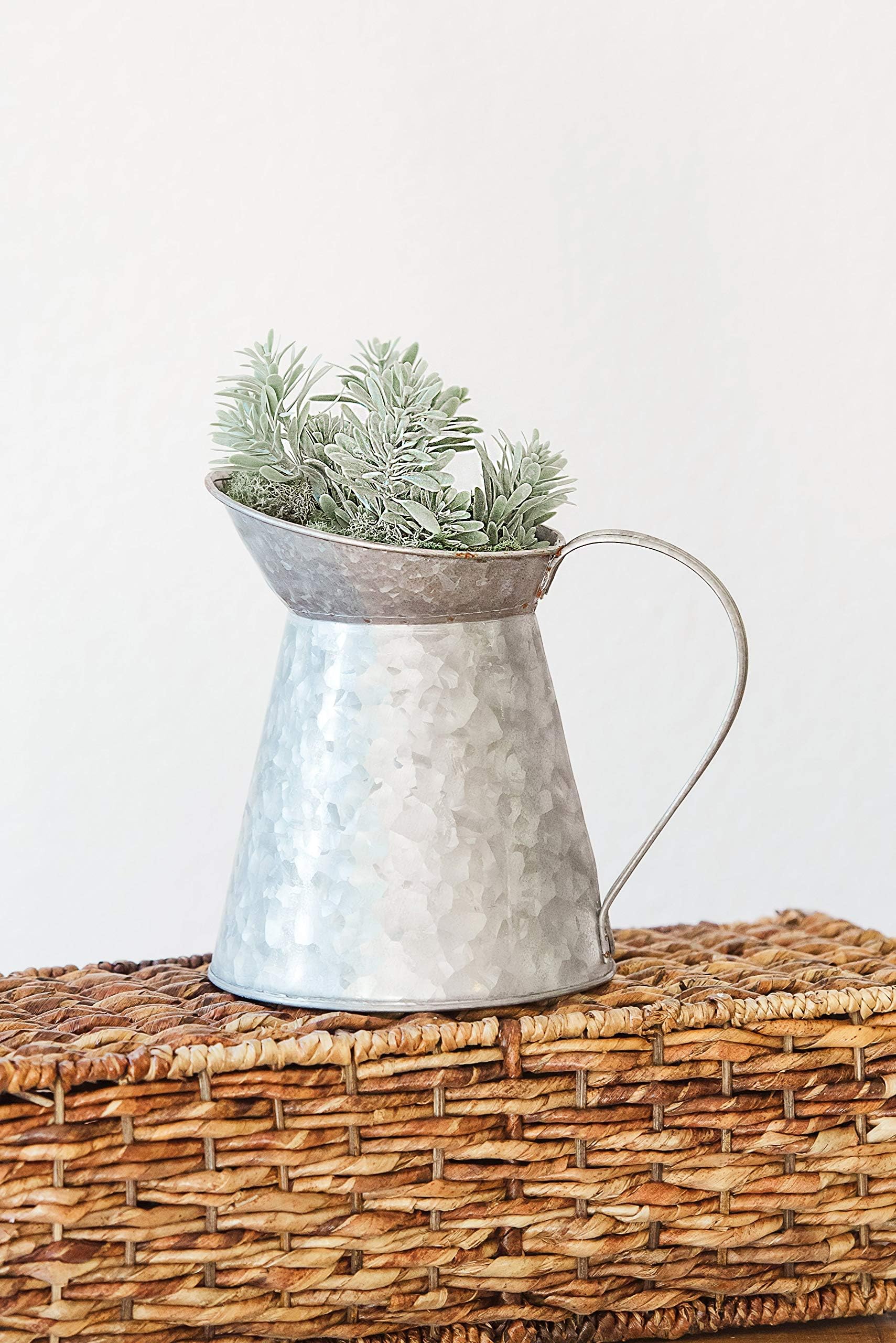 Afloral Galvanized Metal Pitcher Planter - 7.5" Tall x 8" Wide