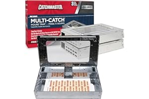 Catchmaster Pro Series Multi-Catch Mouse Trap 3-Pack, Humane Mouse Traps Indoor for Home, Rat Trap Outdoor with Replaceable Glue Boards, Pet Safe Pest Control, Live Trap for Garage & Shed