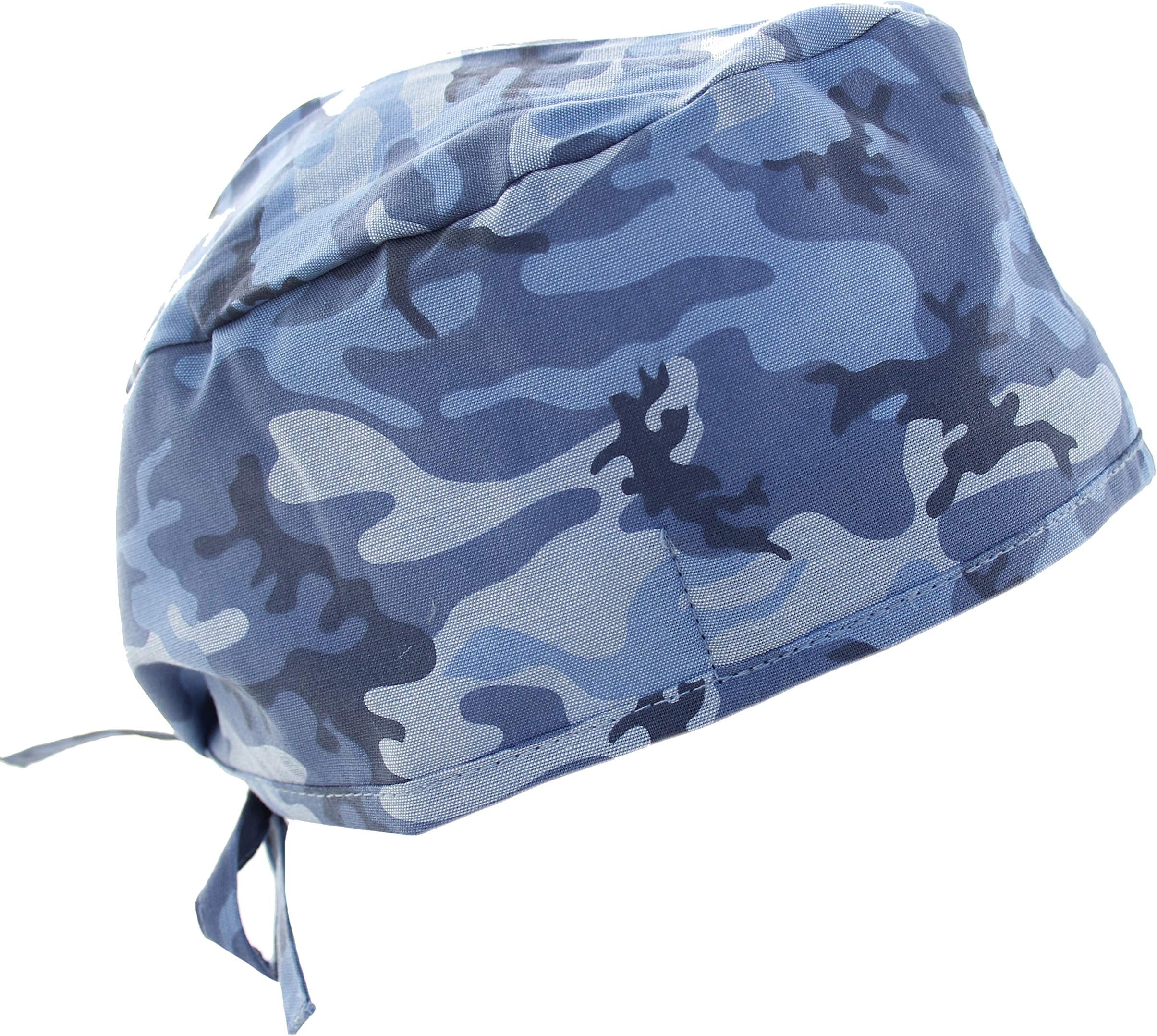 Military Blue Grey Camo Camouflage Scrub Cap Hat