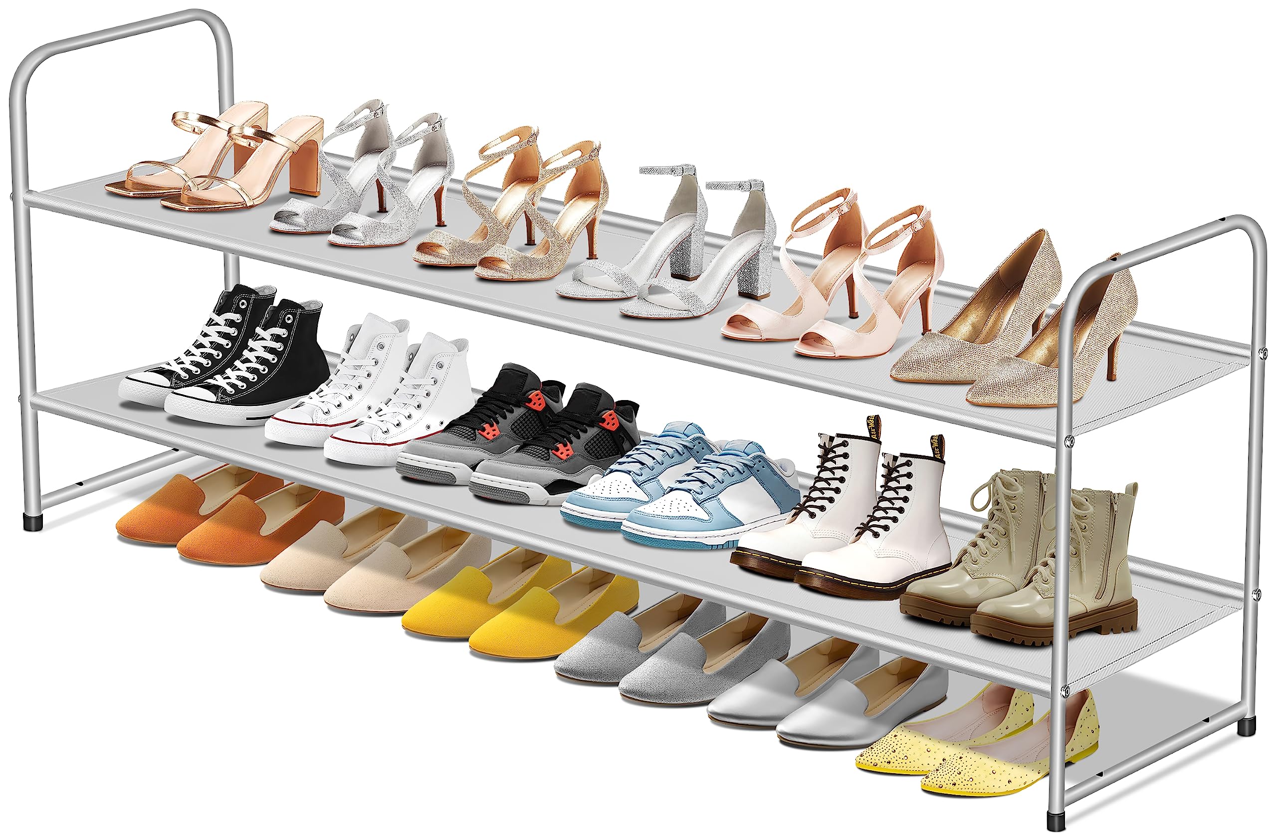 Photo 1 of SLEEPING LAMB 2-Tier Long Shoe Rack Organizer for Closet, Stackable Wide Shoe Shelf Holds 18-Pairs Low Shoe Storage for Bedroom, Floor, Entryway (Grey)