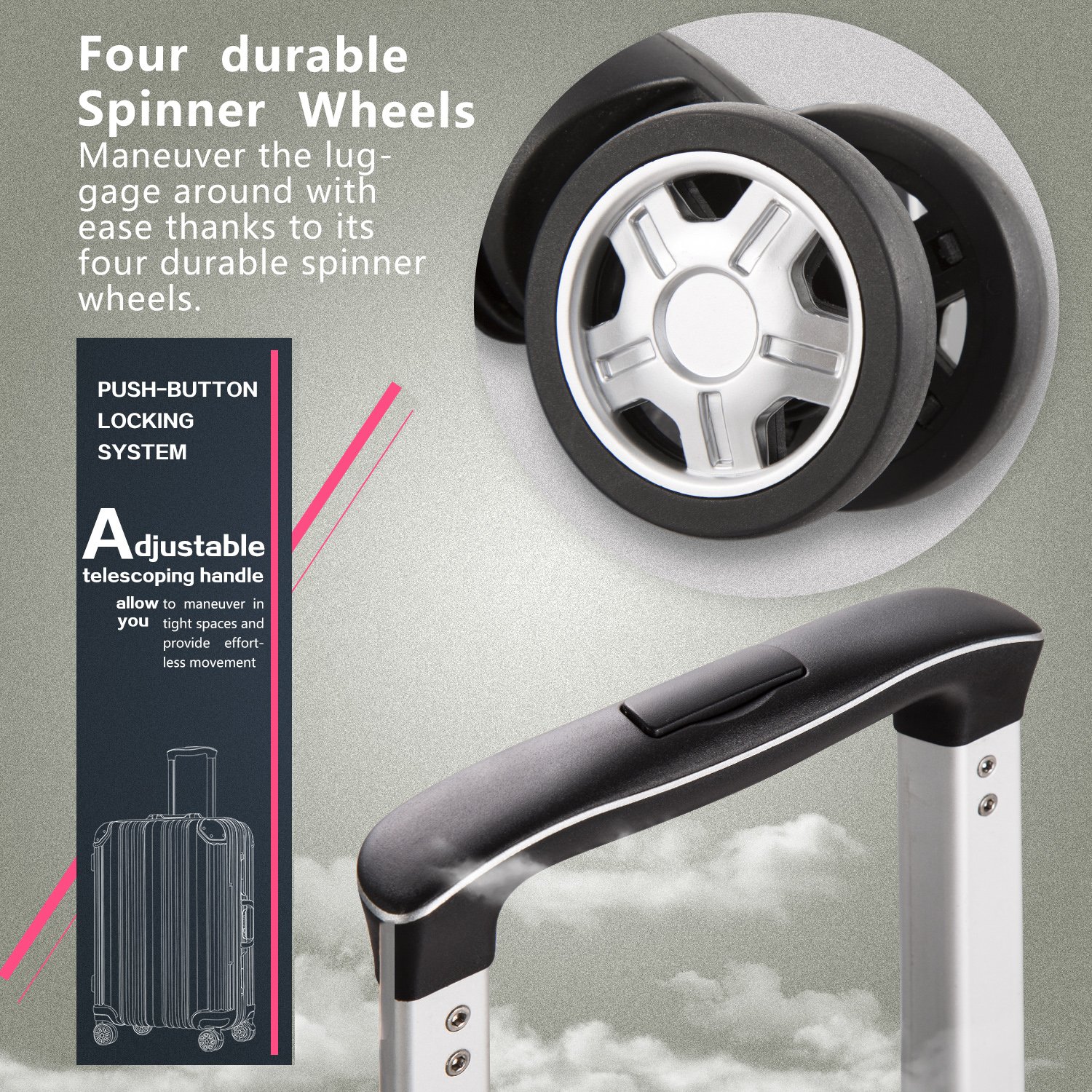 coolife luggage aluminium frame suitcase